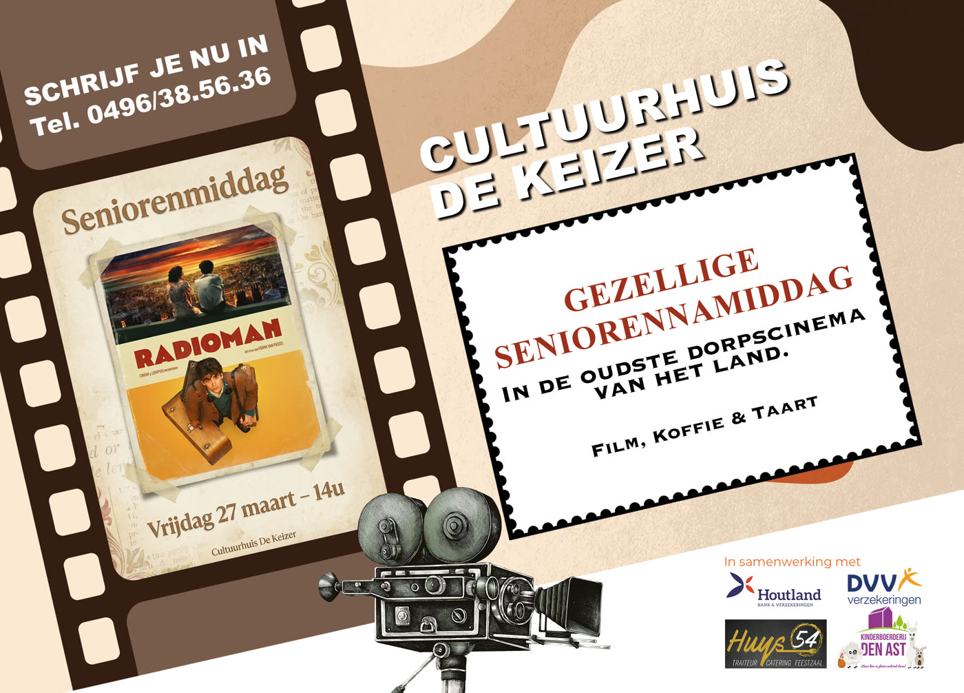Seniorennamiddag — Uitnodiging met grote letters, Photoshop.